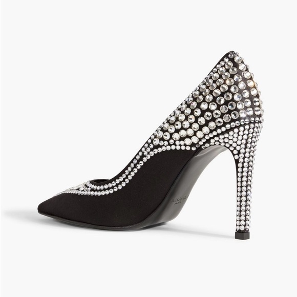 NIB Balmain Crystal-embellished Satin Pumps Size 39